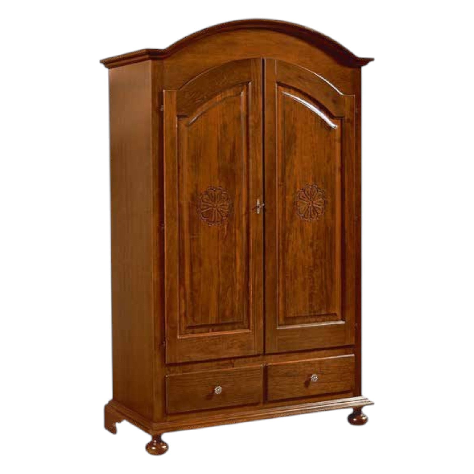 Armadio 2 ante arte povera con incisione legno tinta noce 125x61x200 - Mobili 2G