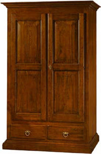 Armadio 2 ante in legno massello tinta noce 125 x 61 x 200 (246) - Mobili 2G