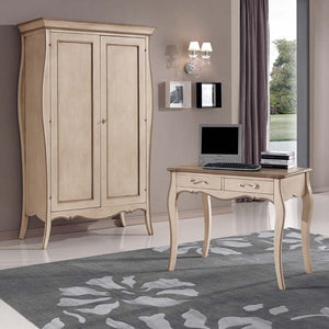 Armadio 2 ante legno shabby avorio anticato e tortora 127x64x212 (1462) - Mobili 2G