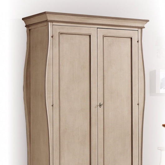 Armadio 2 ante legno shabby avorio anticato e tortora 127x64x212 (1462) - Mobili 2G