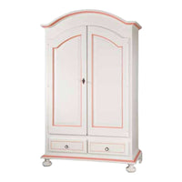 Armadio 2 ante legno shabby bianco e rosa 125x61x200