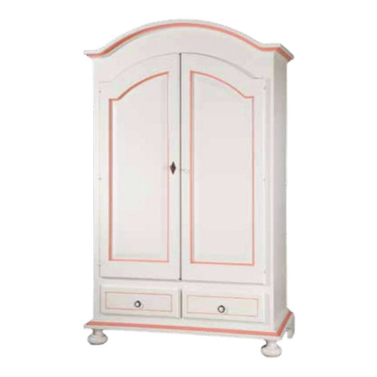 Armadio 2 ante legno shabby bianco e rosa 125x61x200