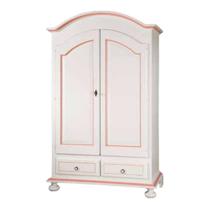 Armadio 2 ante legno shabby bianco e rosa 125x61x200