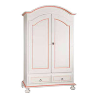 Armadio 2 ante legno shabby bianco e rosa 125x61x200