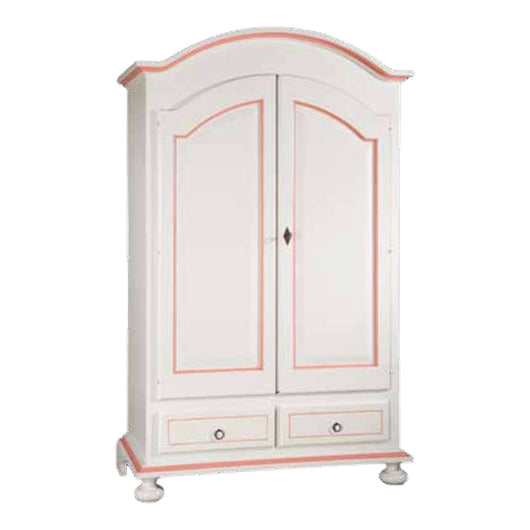Armadio 2 ante legno shabby bianco e rosa 125x61x200