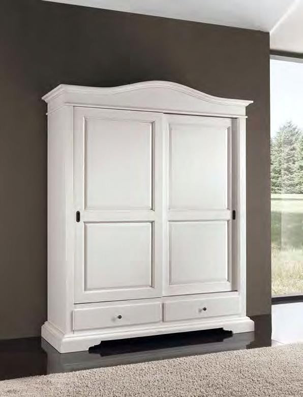 Armadio 2 ante scorrevoli 2 cassetti legno grezzo 180x67x225 - Mobili 2G