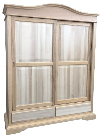 Armadio 2 ante scorrevoli 2 cassetti legno grezzo 180x67x225 - Mobili 2G