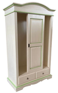 Armadio 2 ante scorrevoli legno shabby avorio anticato filo verde 122x59x200 - Mobili 2G