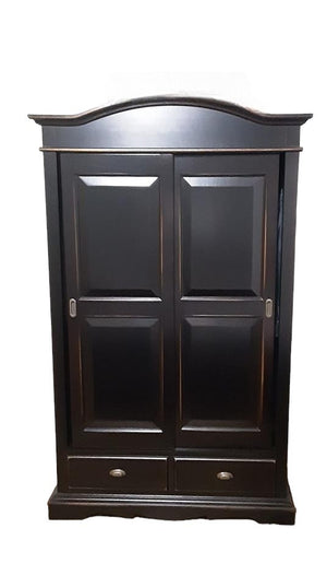 Armadio 2 ante scorrevoli legno shabby nero consumato 122x59x200 - Mobili 2G