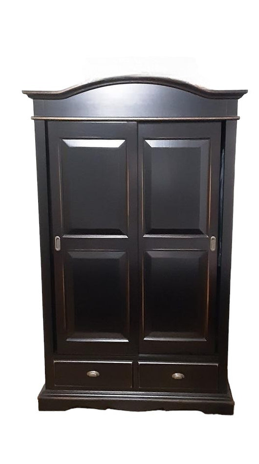 Armadio 2 ante scorrevoli legno shabby nero consumato 122x59x200 - Mobili 2G