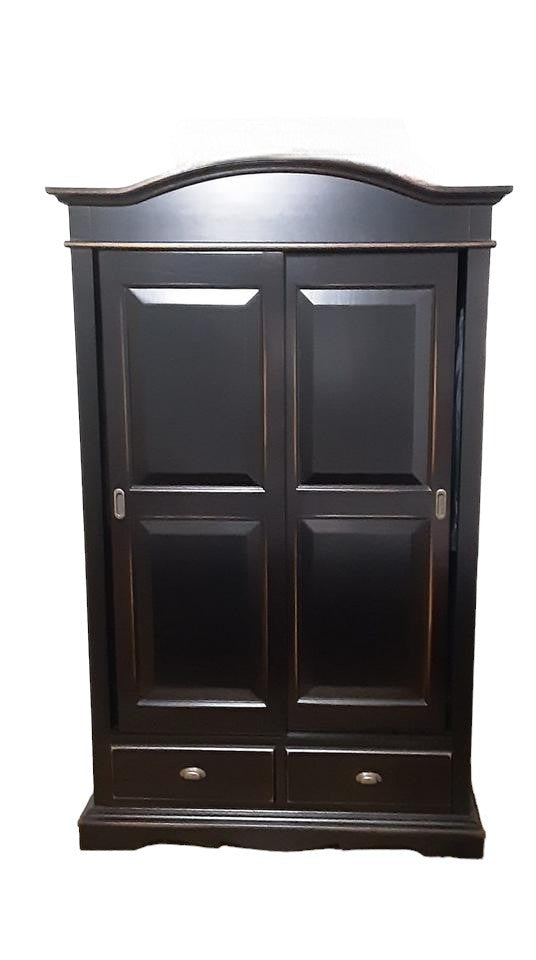Armadio 2 ante scorrevoli legno shabby nero consumato 122x59x200 - Mobili 2G