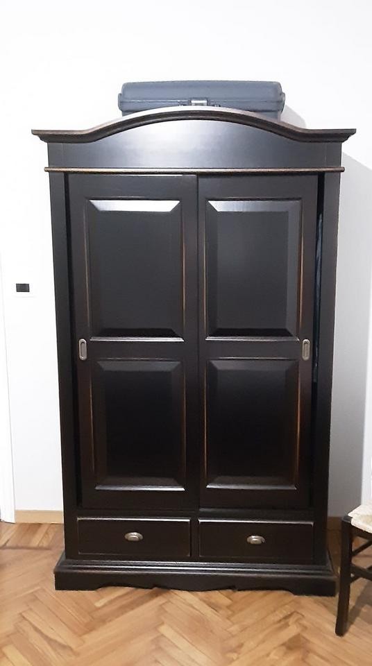 Armadio 2 ante scorrevoli legno shabby nero consumato 122x59x200 - Mobili 2G