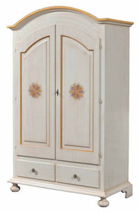 Armadio 2 ante shabby legno avorio patinato e decori 125x61x200 - Mobili 2G