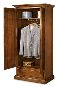 Armadio 2 porte 1 cassetto legno grezzo 90x45x180