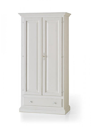 Armadio 2 porte 1 cassetto legno grezzo 90x45x180