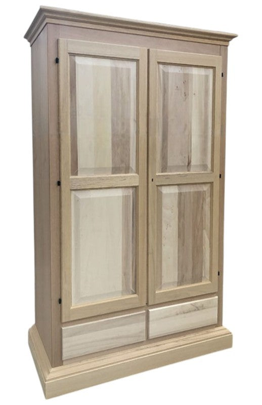 Armadio 2 porte cappello dritto legno grezzo 125x61x200 - Mobili 2G