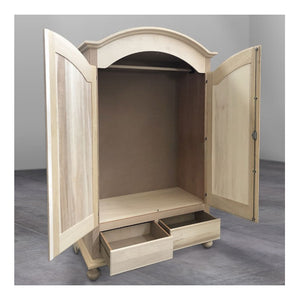 Armadio 2 porte cappello sagomato legno grezzo 125x61x200 - Mobili 2G