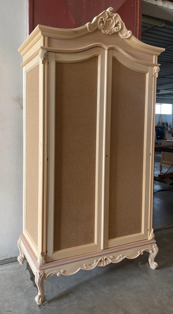 Armadio 2 porte classico barocco legno grezzo 114x63x214 - Mobili 2G