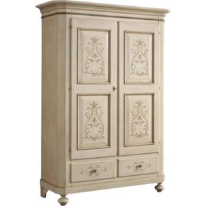 Armadio 2 porte classico in legno avorio shabby 135x63x203 (1467) - Mobili 2G