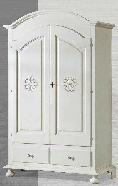 Armadio 2 porte classico in legno bianco opaco 125x61x200 - Mobili 2G