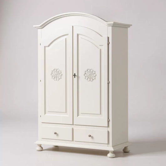 Armadio 2 porte classico in legno bianco opaco 125x61x200 - Mobili 2G