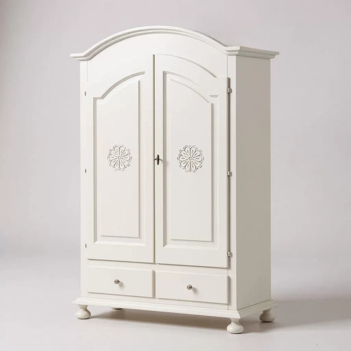 Armadio 2 porte classico in legno bianco opaco 125x61x200 - Mobili 2G