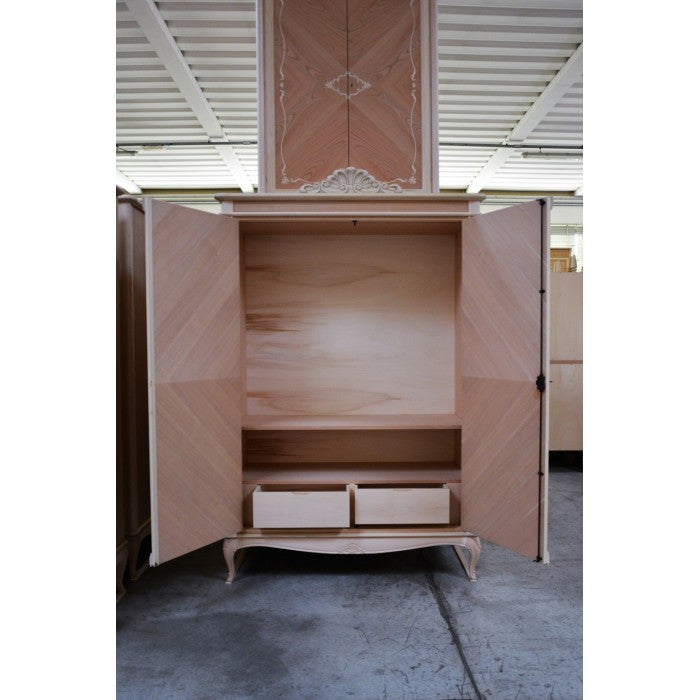 Armadio 2 porte classico in legno grezzo l.132 p.59 h.202 - Mobili 2G