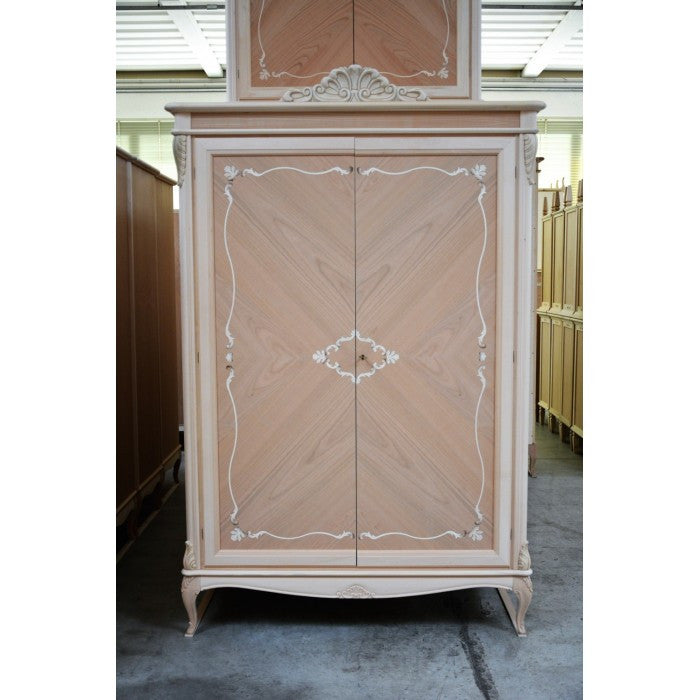 Armadio 2 porte classico in legno grezzo l.132 p.59 h.202 - Mobili 2G