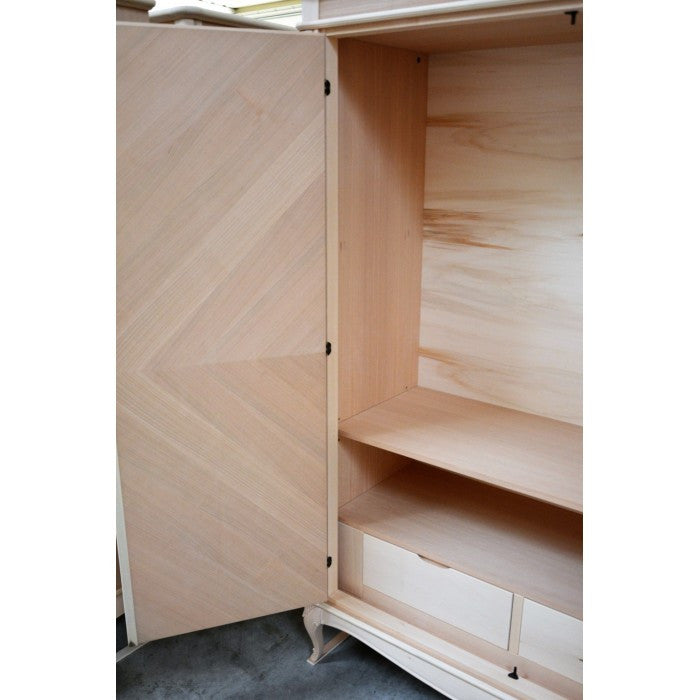 Armadio 2 porte classico in legno grezzo l.132 p.59 h.202 - Mobili 2G