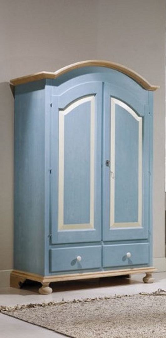 Armadio 2 porte in legno azzurro miele shabby 125x60x200 (2201) - Mobili 2G