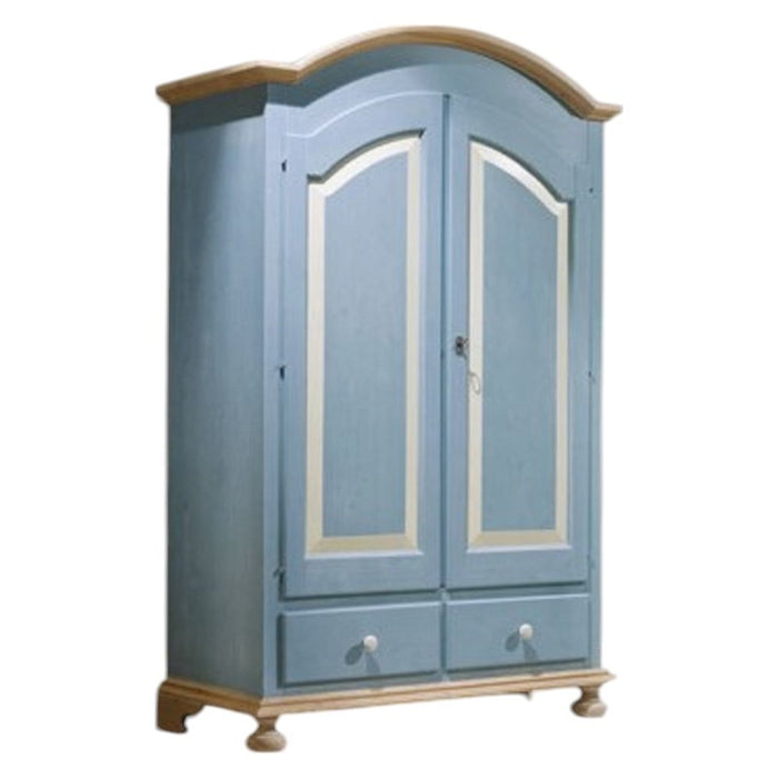 Armadio 2 porte in legno azzurro miele shabby 125x60x200 (2201) - Mobili 2G