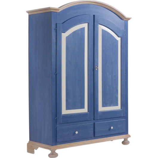 Armadio 2 porte in legno blu e miele shabby 125x60x200 (2202) - Mobili 2G