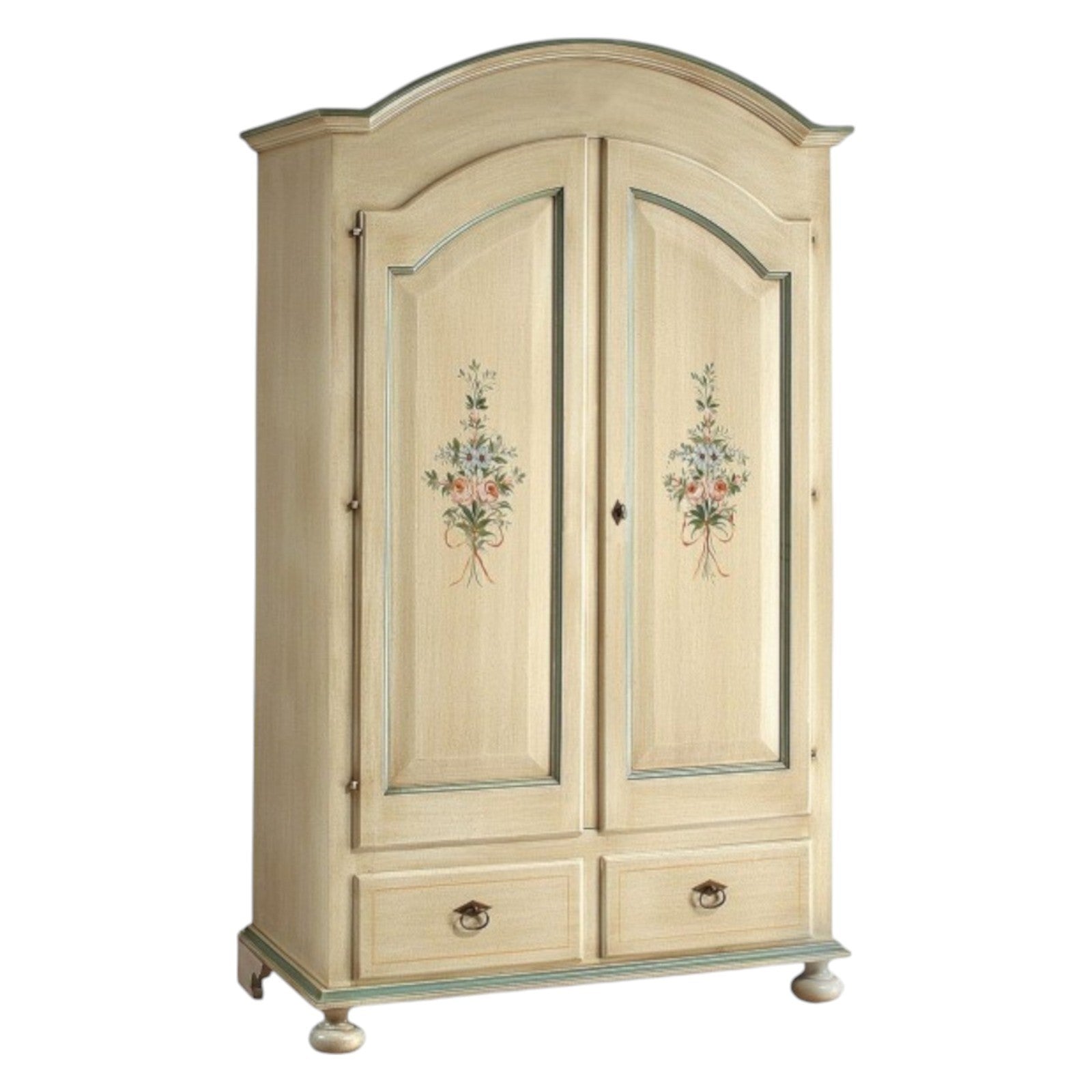 Armadio 2 porte in legno shabby avorio patinato/verde 125x61x200 - Mobili 2G