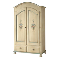 Armadio 2 porte in legno shabby avorio patinato/verde 125x61x200 - Mobili 2G