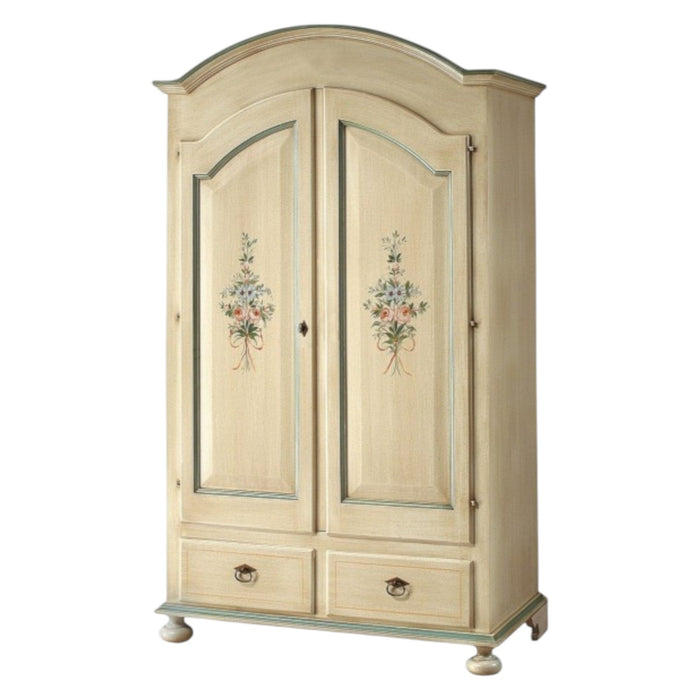 Armadio 2 porte in legno shabby avorio patinato/verde 125x61x200 - Mobili 2G