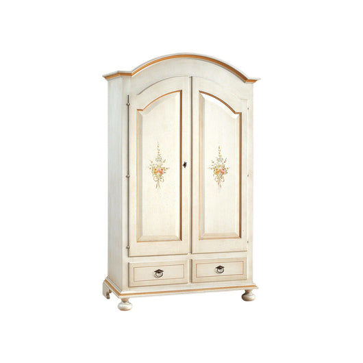 Armadio 2 porte in legno shabby bianco patinato/ocra 125x61x200 - Mobili 2G