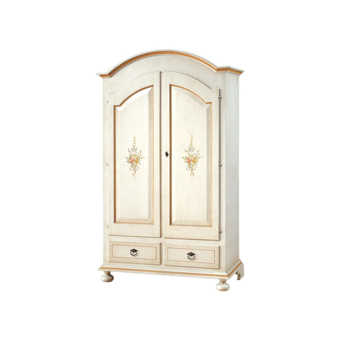 Armadio 2 porte in legno shabby bianco patinato/ocra 125x61x200 - Mobili 2G