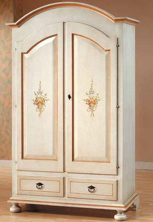 Armadio 2 porte in legno shabby bianco patinato/ocra 125x61x200 - Mobili 2G