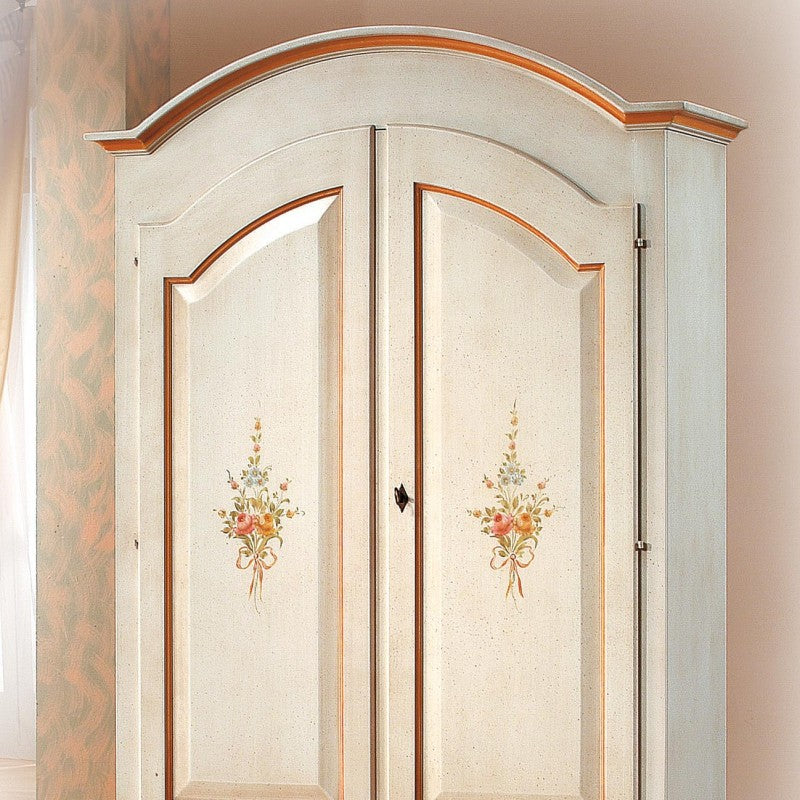 Armadio 2 porte in legno shabby bianco patinato/ocra 125x61x200 - Mobili 2G