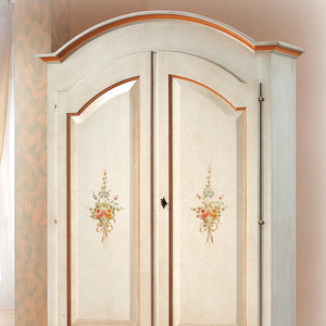 Armadio 2 porte in legno shabby bianco patinato/ocra 125x61x200 - Mobili 2G