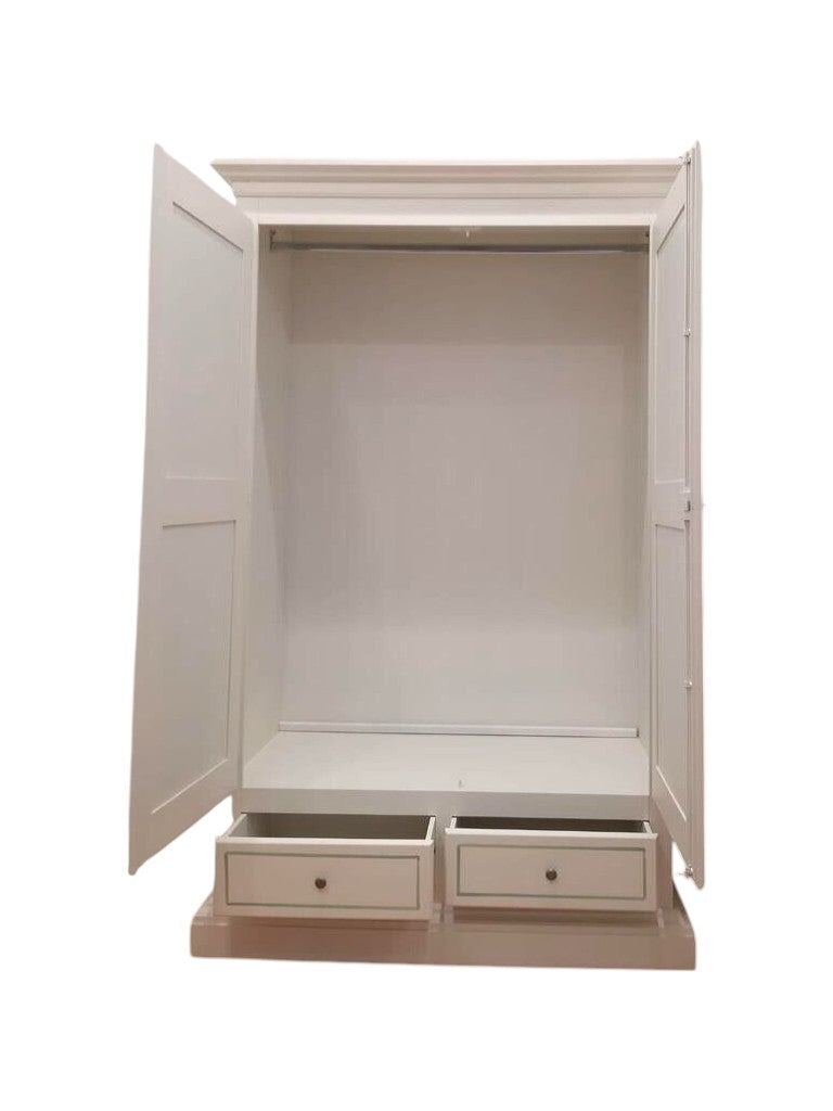 Armadio 2 porte in legno shabby bianco patinato/verde 125x61x200 - Mobili 2G