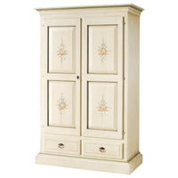 Armadio 2 porte in legno shabby bianco patinato/verde 125x61x200 - Mobili 2G
