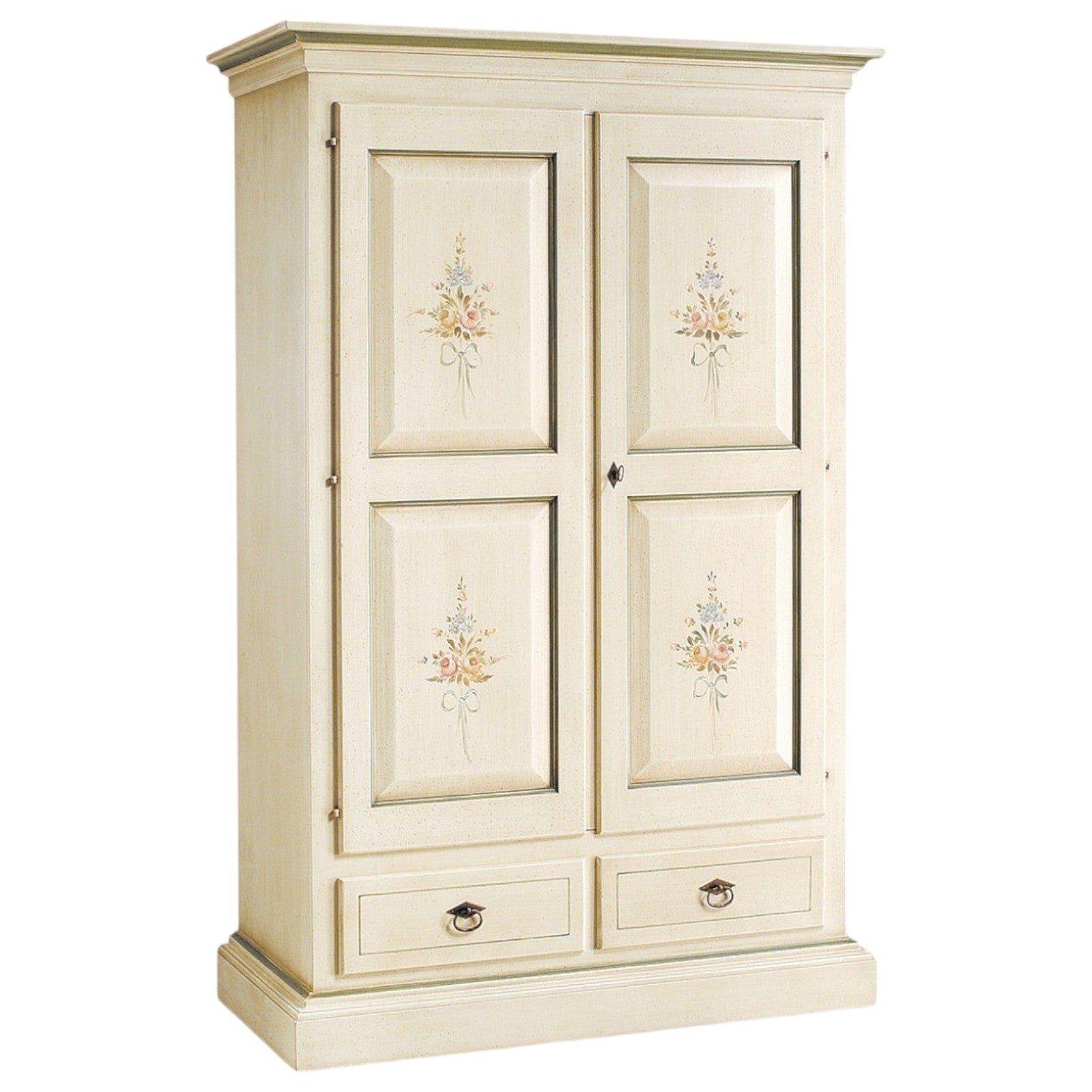 Armadio 2 porte in legno shabby bianco patinato/verde 125x61x200 - Mobili 2G