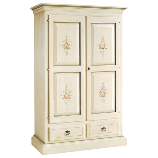 Armadio 2 porte in legno shabby bianco patinato/verde 125x61x200 - Mobili 2G