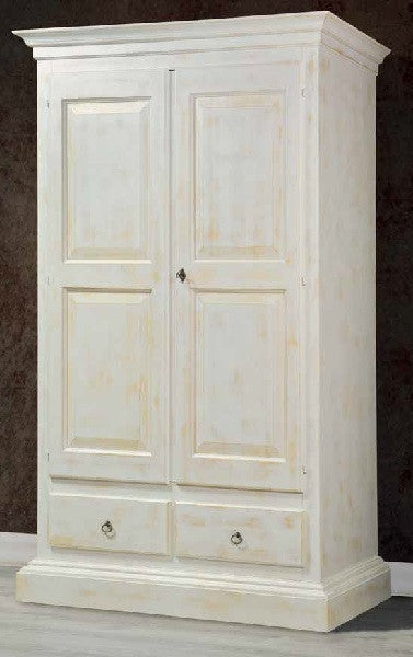 Armadio 2 porte legno shabby bianco consumato 125x61x200