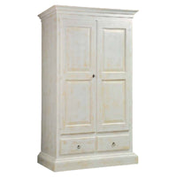 Armadio 2 porte legno shabby bianco consumato 125x61x200