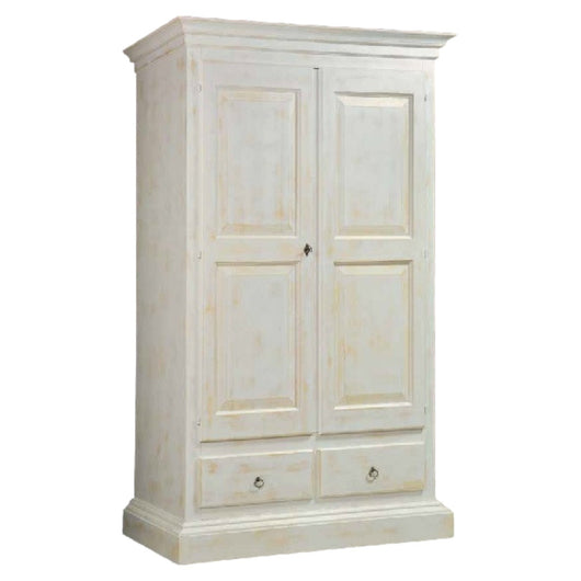 Armadio 2 porte legno shabby bianco consumato 125x61x200