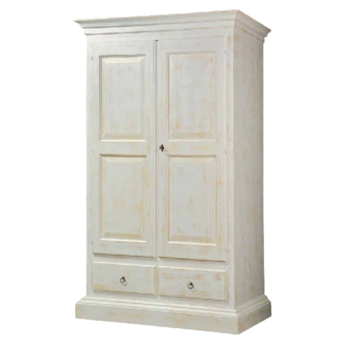 Armadio 2 porte legno shabby bianco consumato 125x61x200