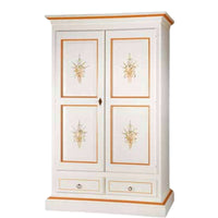Armadio 2 porte legno shabby bianco e decori arancioni 125x61x200