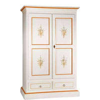 Armadio 2 porte legno shabby bianco e decori arancioni 125x61x200